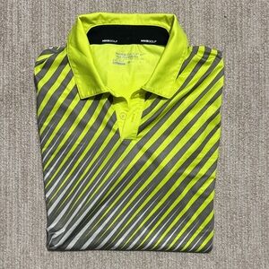 Nike Golf Tour Performance Polo Mens Medium Neon Yellow Gray Dri Fit Golf Shirt